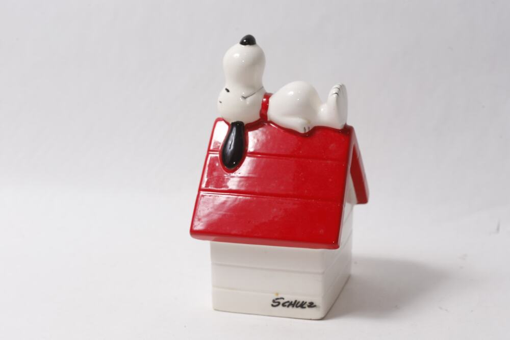 Snoopy on a Doghouse Ceramic Figurine Pen Holder or Planter ~ 260909-WH 1395